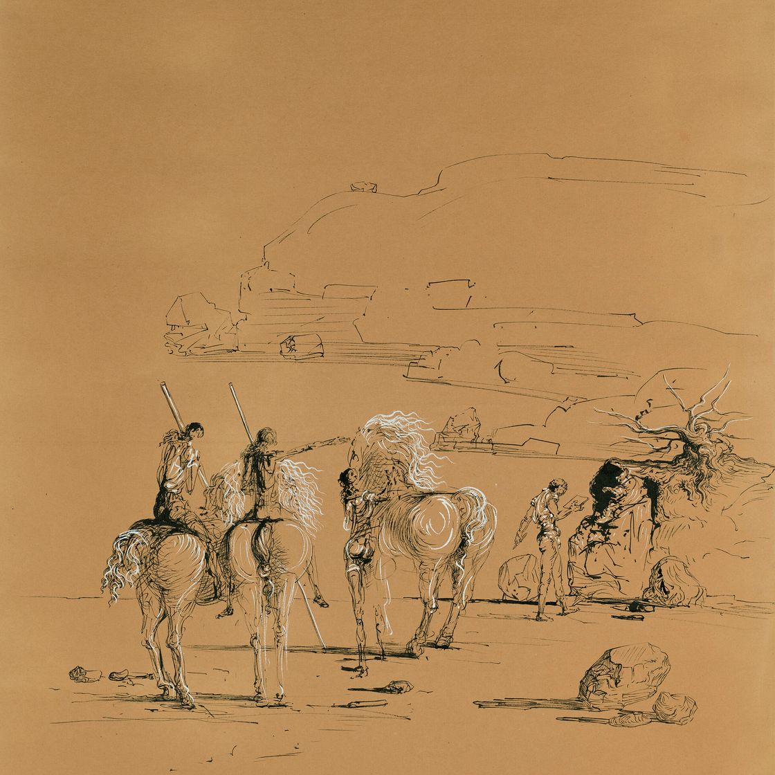 Salvador Dalí — Кавалеры на пляже (спереди); Кавалер ордена Красного знамени (сзади), изображение 1
