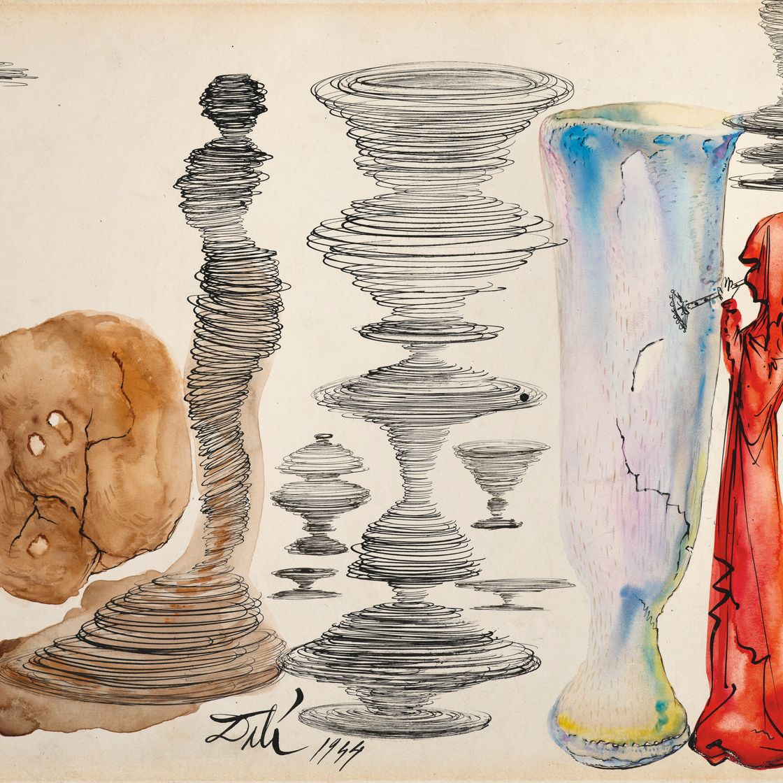 Salvador Dalí — Силуэт, бужуары и купе в форме эллипса, купе в форме сердца и фигуры - это процесс движения флюгера