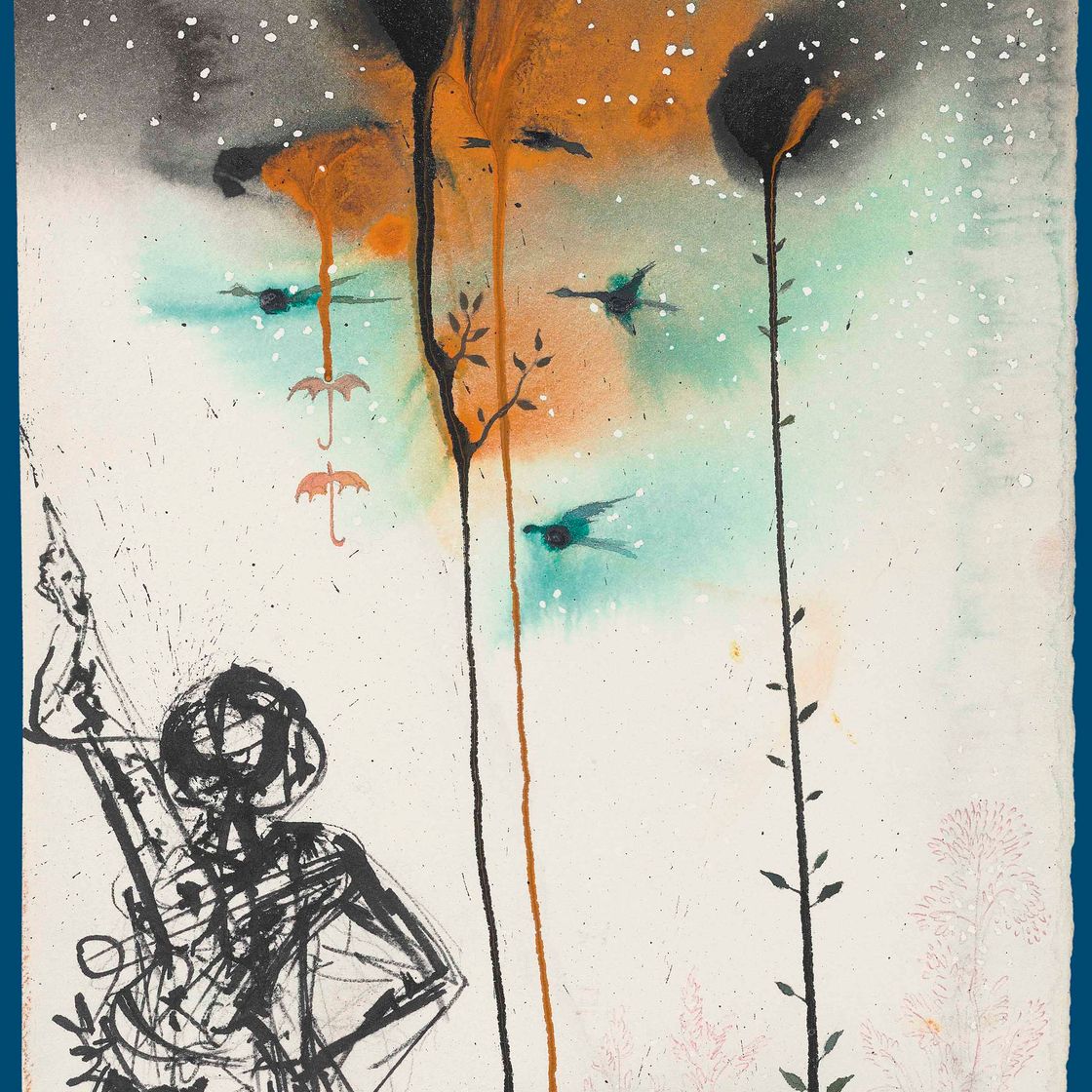 Salvador Dalí — Темная фигура араба, деревья, падающие и исчезающие