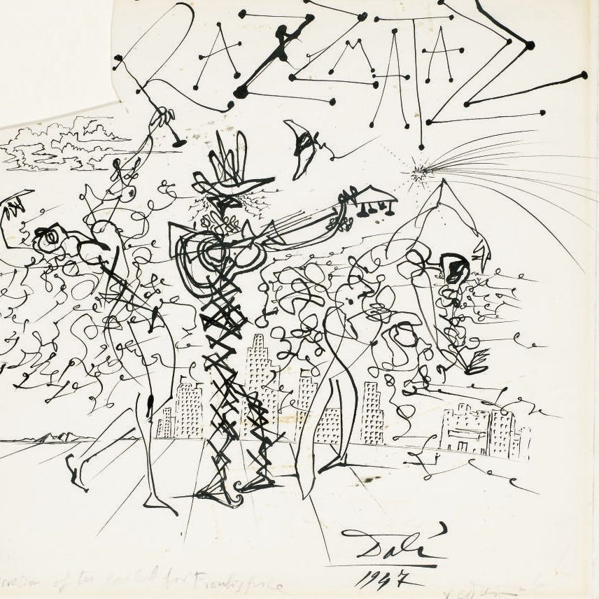 Salvador Dalí — Razzmatazz и длинная рука Билли Роуза (иллюстрация к фильму Билли Роуза "Вино, женщины и слова", 1947)