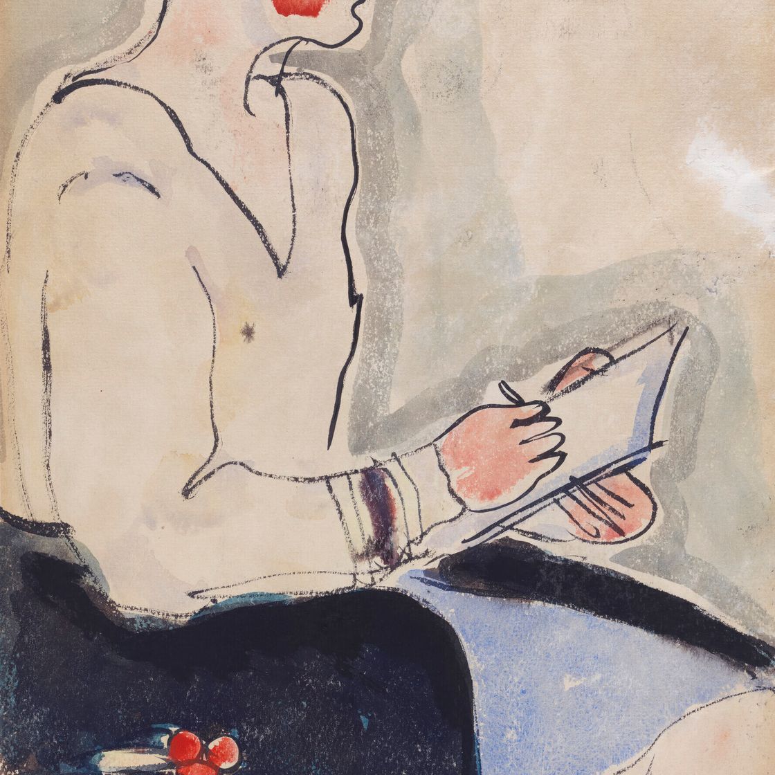 Sanyu — Femme au chapeau rouge (Женщина в красной шляпе), изображение 1