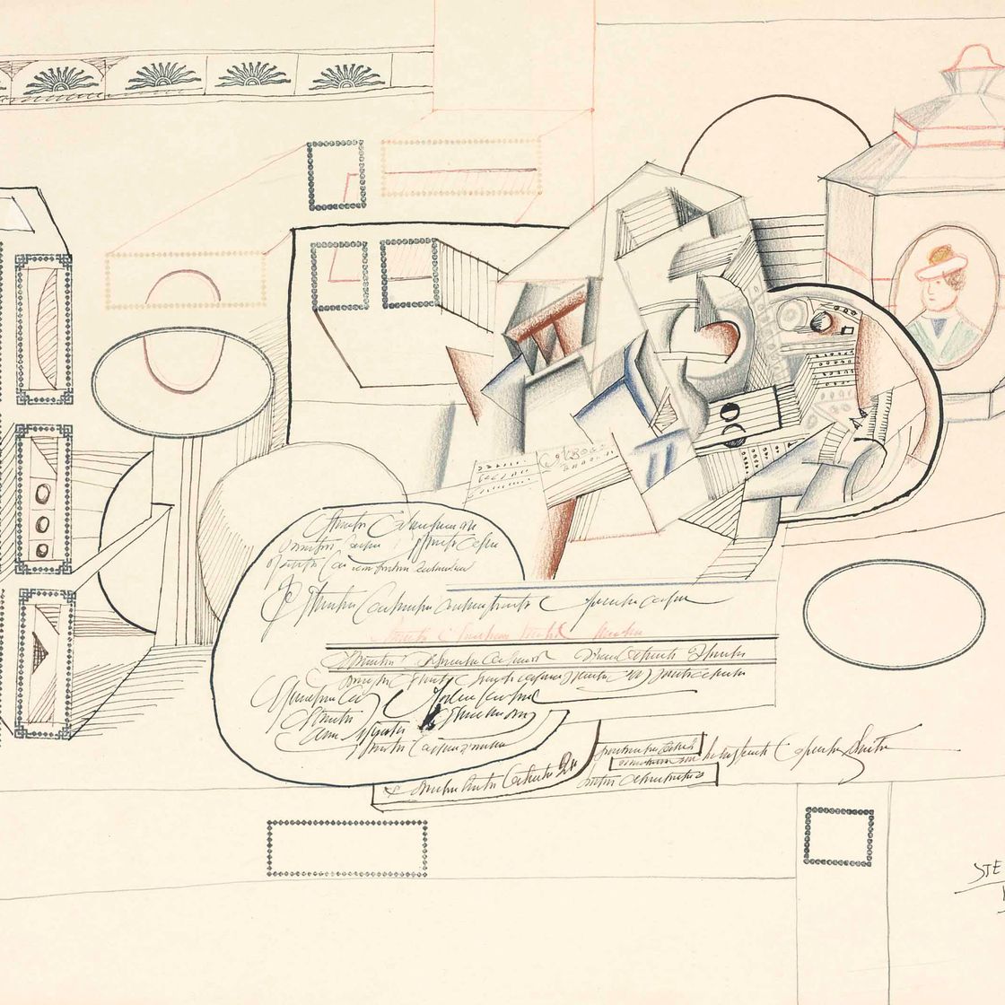 Saul Steinberg — Натюрморт с резиновым штампом