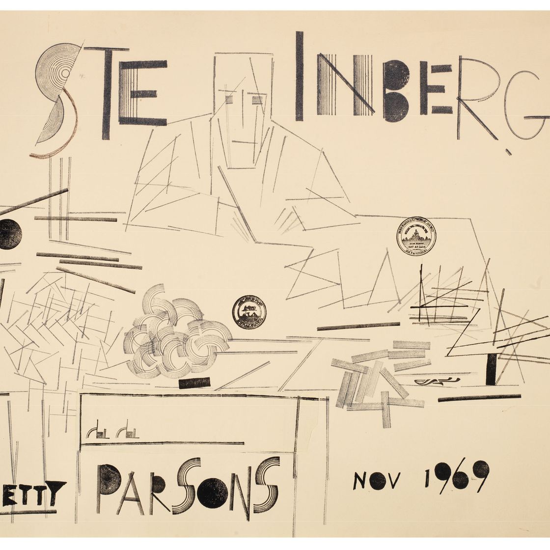 Saul Steinberg — Неиспользованный дизайн плаката для выставки Стейнберга 1969 года в галерее Бетти Парсонс