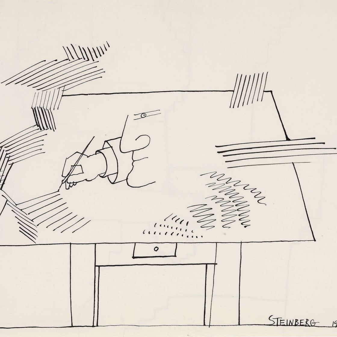 Saul Steinberg — Чернила (чертежный стол) II