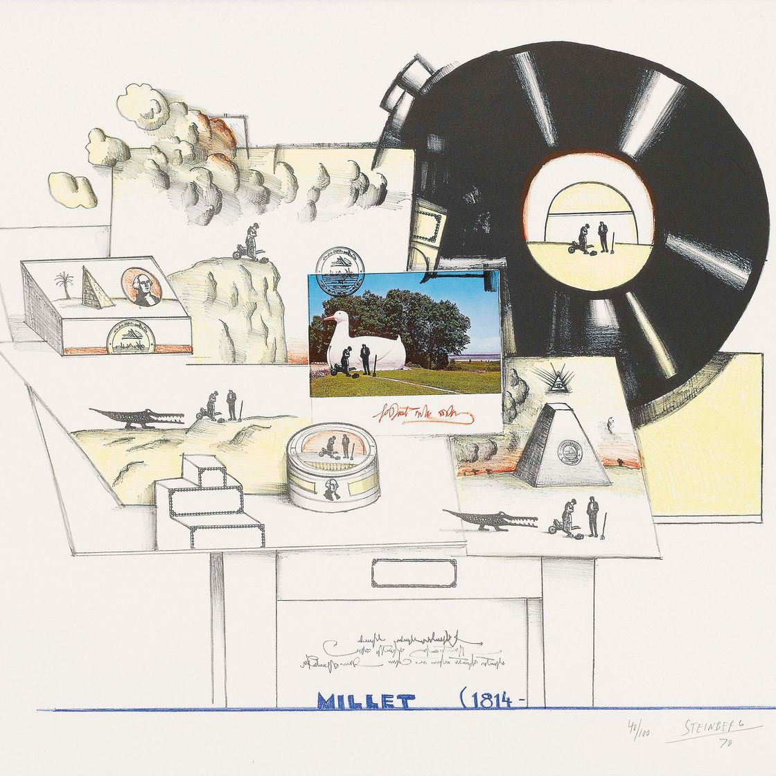 Saul Steinberg — Милле, из шести чертежных столов