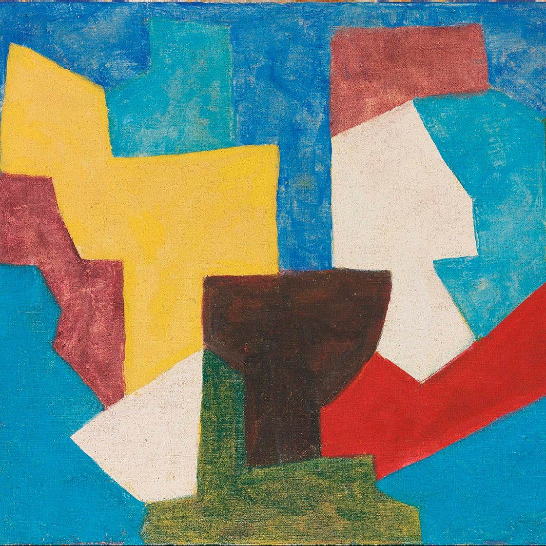 Serge Poliakoff — Композиция многоцветная с доминирующим синим оттенком