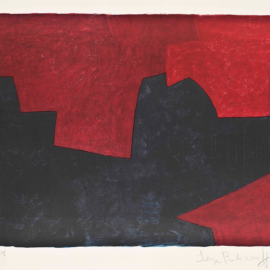 Serge Poliakoff — Композиция в бордовых, красных и синих тонах