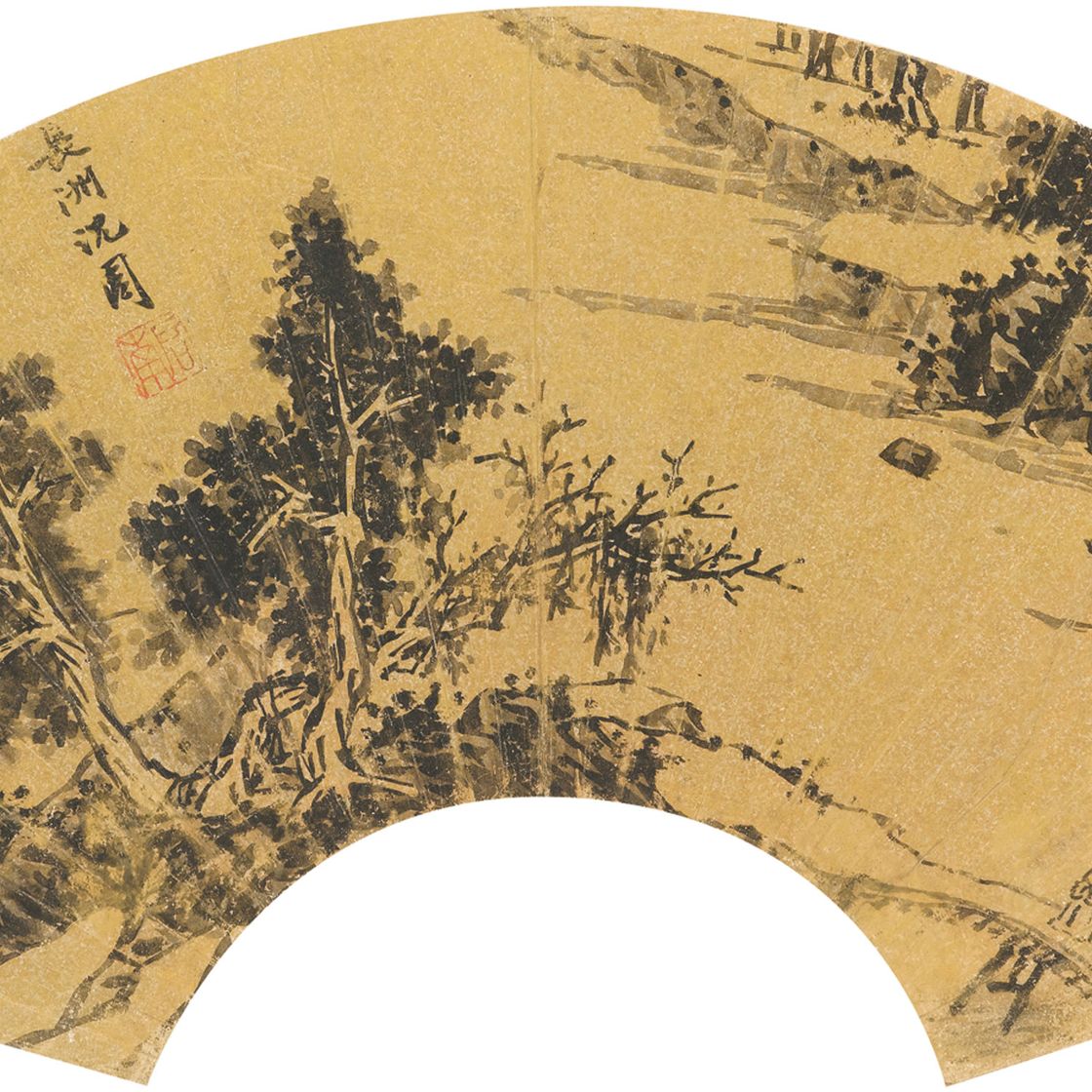 Shen Zhou — Коттеджи на берегу реки
