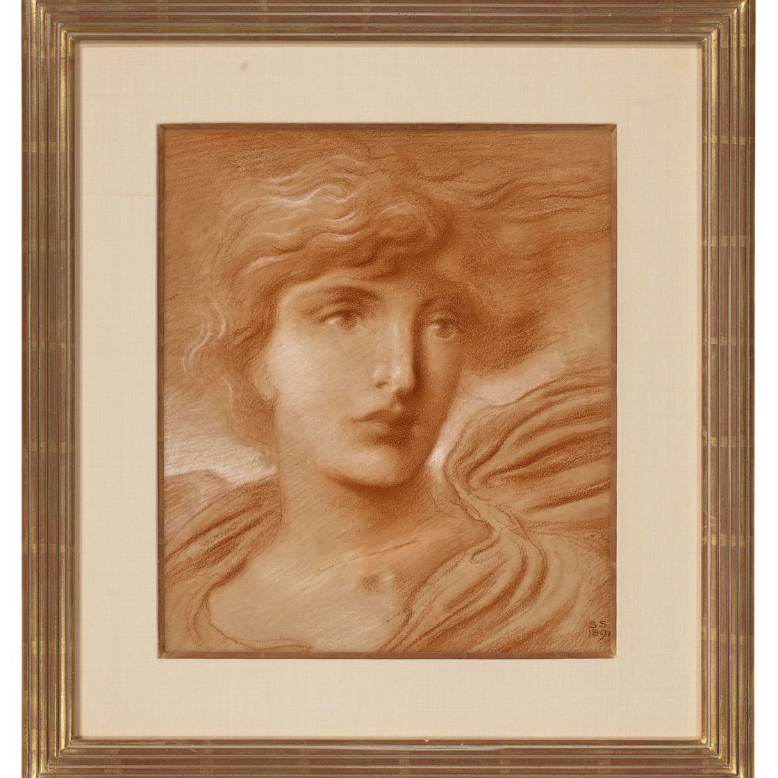Simeon Solomon — Проработка женской фигуры, длина бюста, изображение 2
