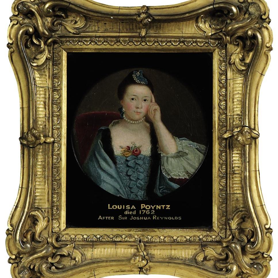 Sir Joshua Reynolds — Портрет Луизы Пойнц, в полный рост, в голубом платье