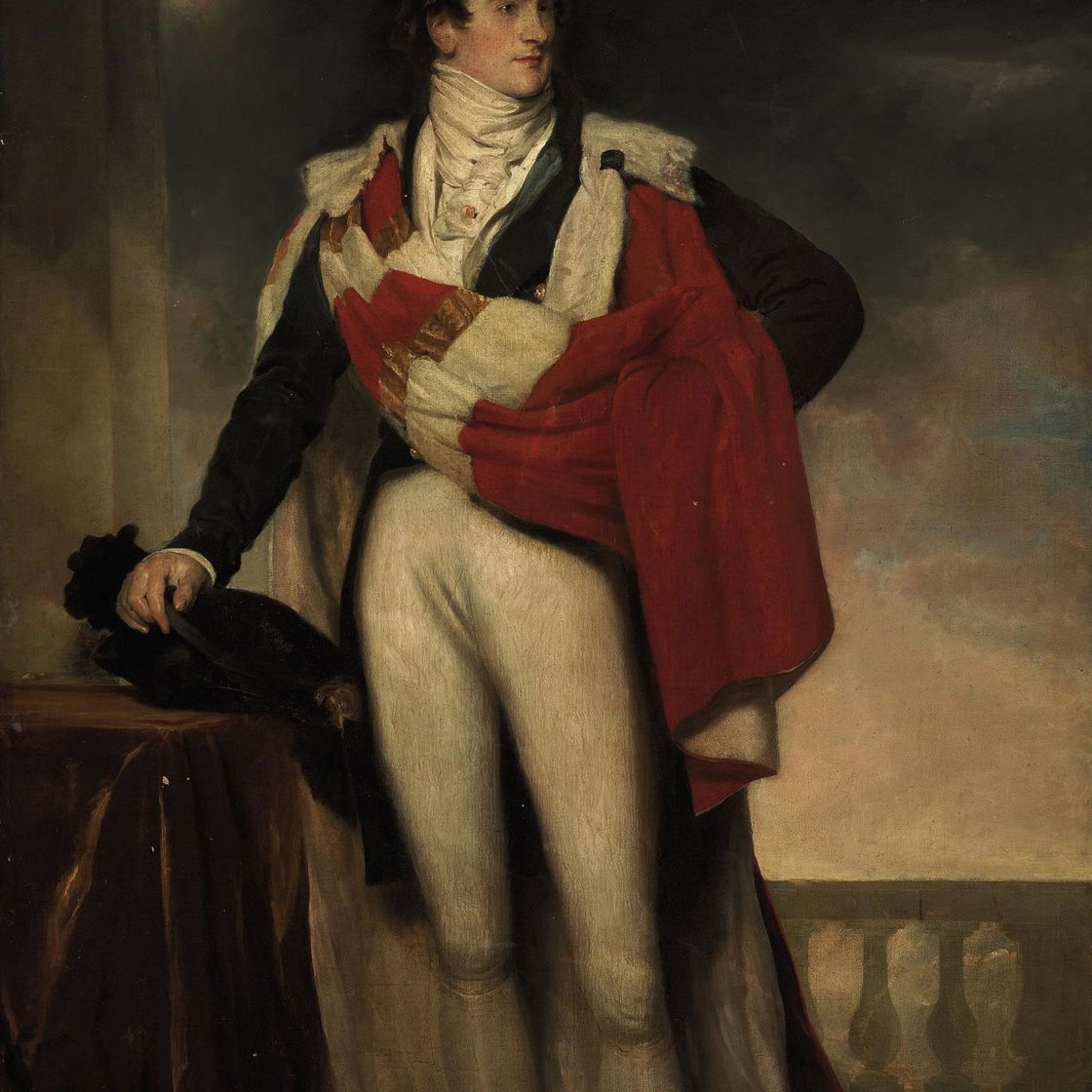 Sir Thomas Lawrence — Портрет Чарльза Гардинера, 1-го графа Блессингтона (1782-1829), в полный рост, в коронационном облачении, на фоне задрапированного стола и балюстрады