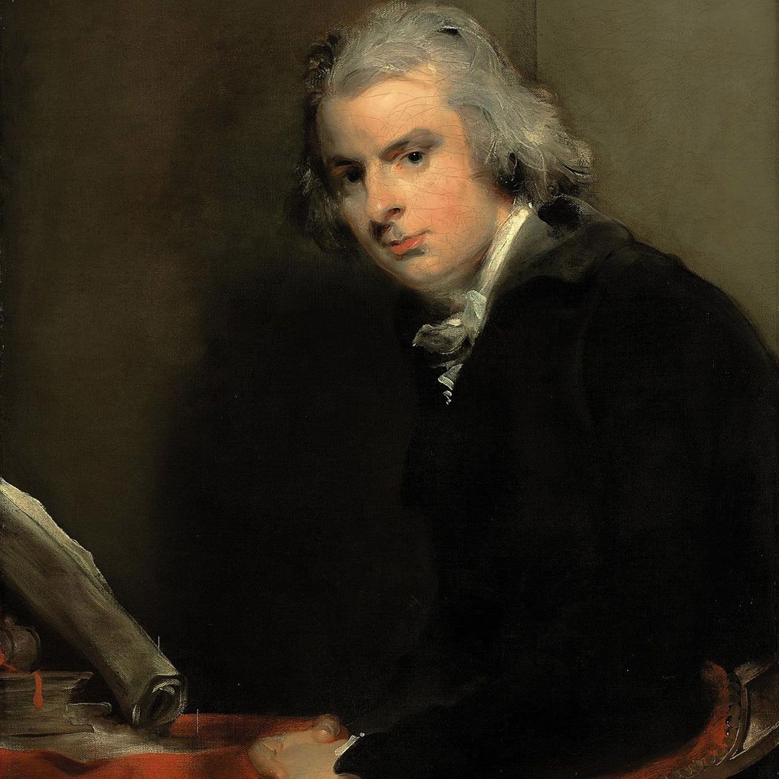 Sir Thomas Lawrence — Портрет Сэмюэля Роуза (1767-1804), в черном сюртуке и белом шарфе, сидящего за столом, задрапированным красной тканью, с книгами и стопкой бумаг