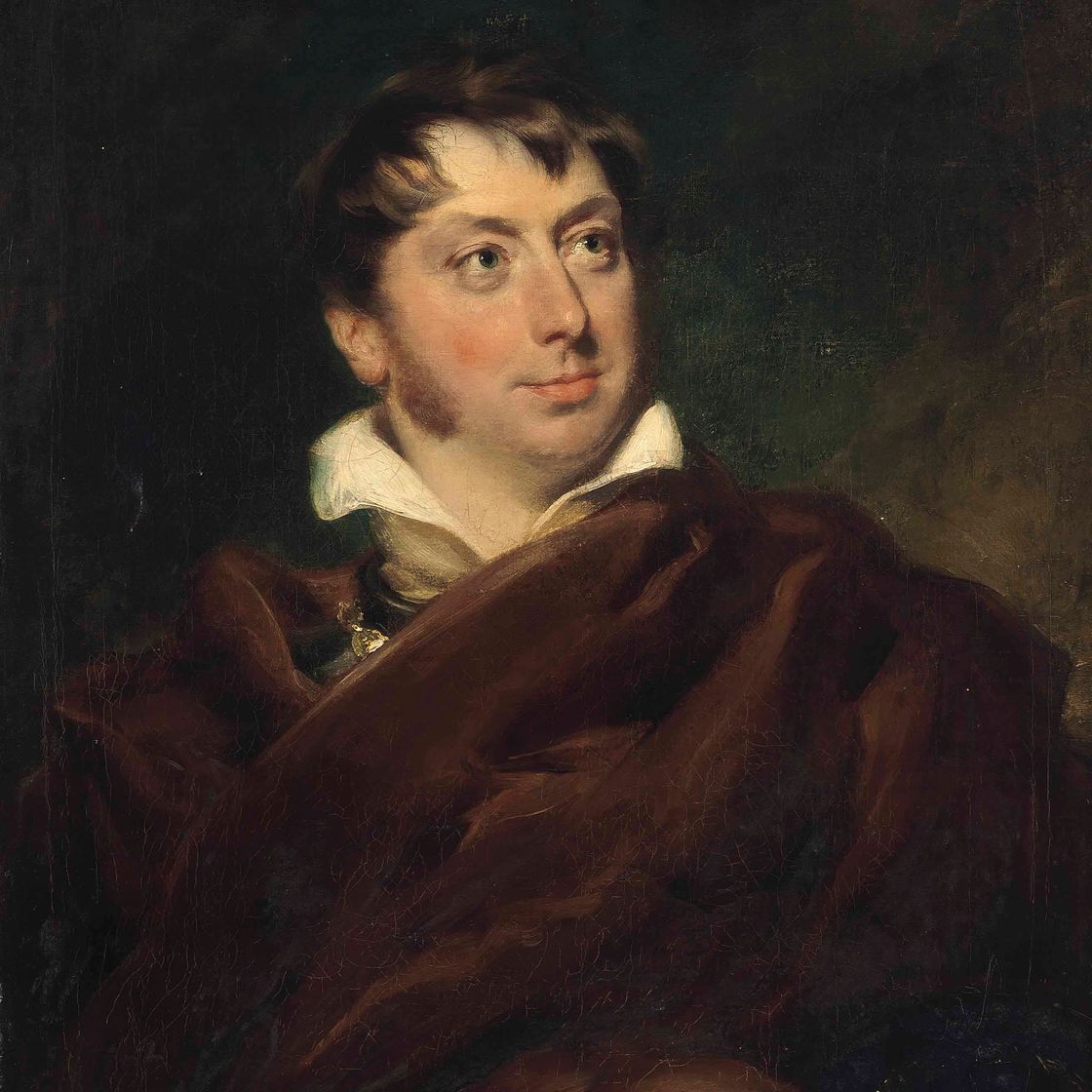 Sir Thomas Lawrence — Портрет джентльмена во весь рост, в коричневом плаще и белой рубашке, держащего шляпу