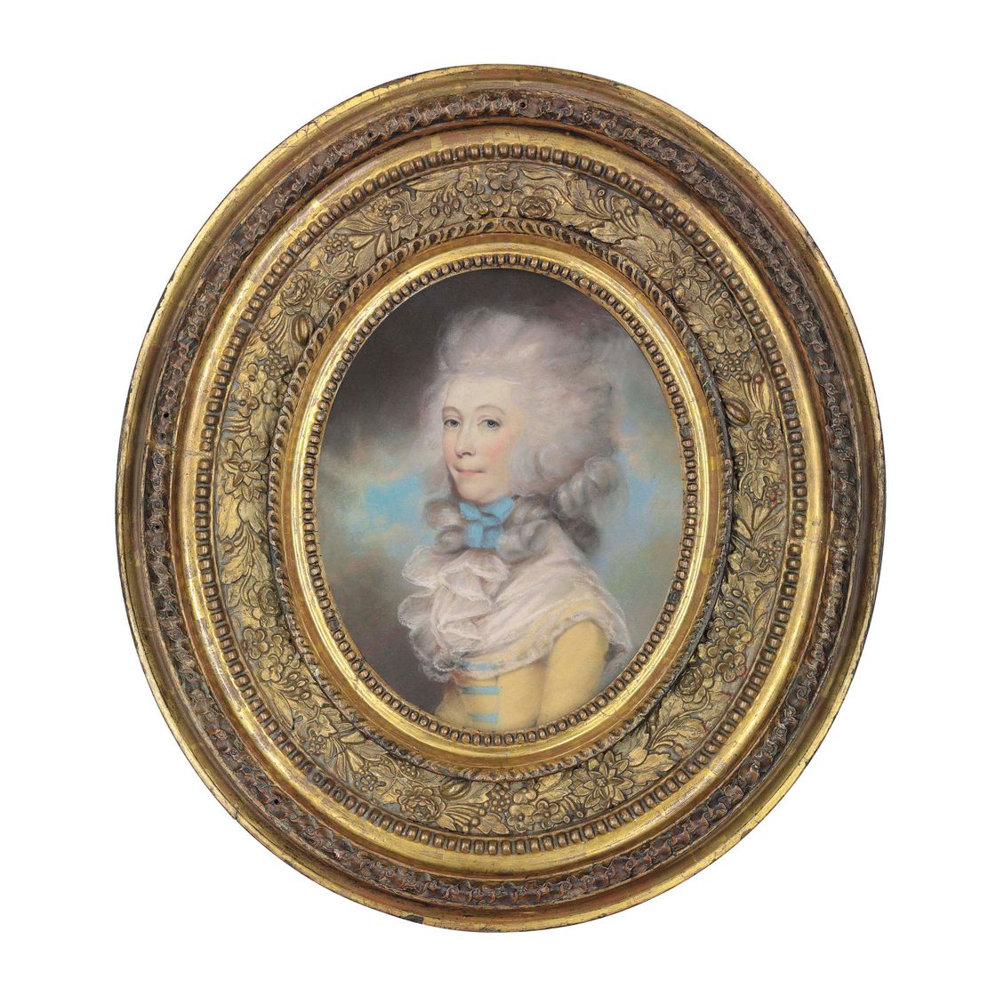 Sir Thomas Lawrence — Портрет дамы в полный рост, в желтом платье с голубыми лентами