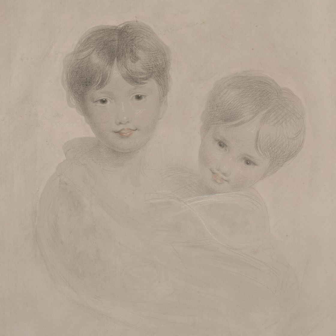 Sir Thomas Lawrence — Портретный набросок двух обнимающихся мальчиков, возможно, Джорджа, 3-го маркиза Тауншенда (1778-1855) и его младшего брата Чарльза (1785-1853)., изображение 2