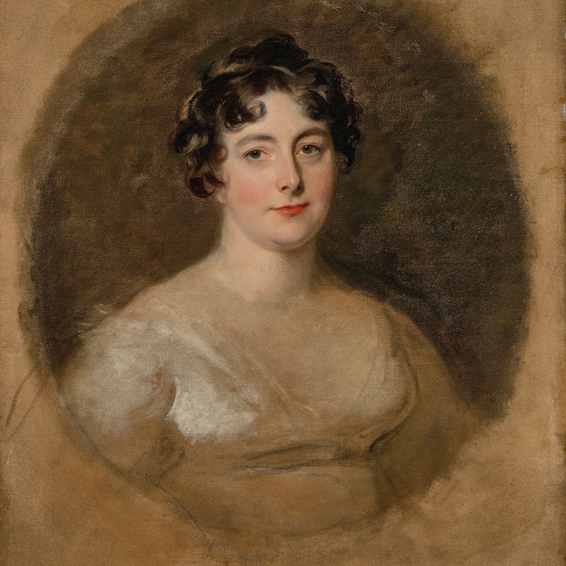 Sir Thomas Lawrence — Портрет Анны, леди Ромилли (ок.1773-1818), длиной до груди, в платье цвета слоновой кости, с искусственным овалом