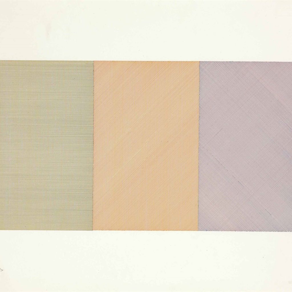 Sol LeWitt — Рисунок из трех частей с двумя цветами в каждой части (1970)