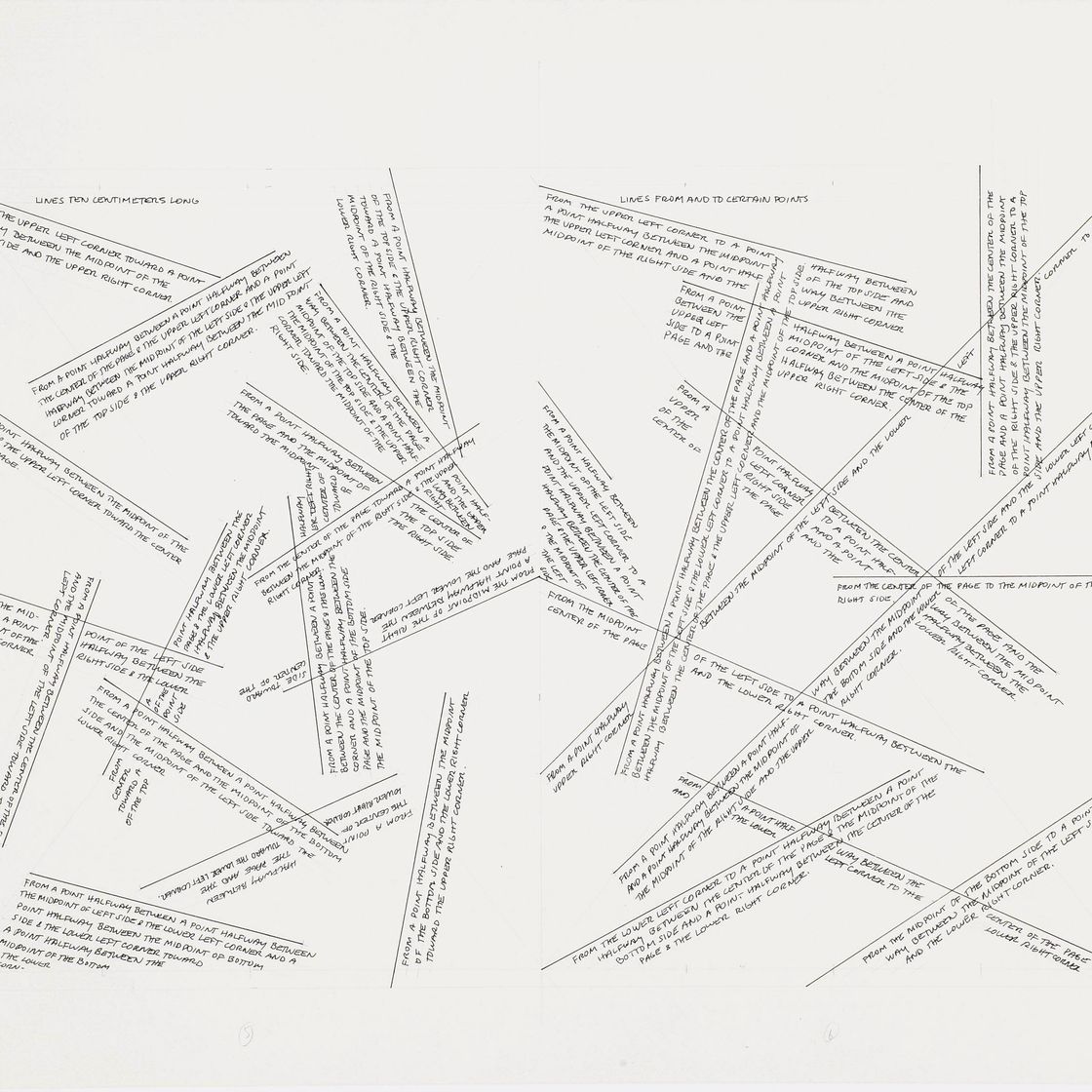 Sol LeWitt — Двойные рисунки "ЭКСТРА" - Линии от определенных точек и до них - Линии длиной 10 см