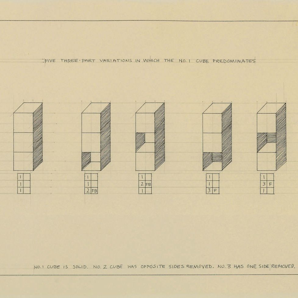 Sol LeWitt — Пять вариаций из трех частей, в которых преобладает куб № 1