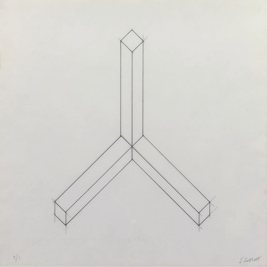 Sol LeWitt — Неполный рисунок открытого куба - вариация из трех частей