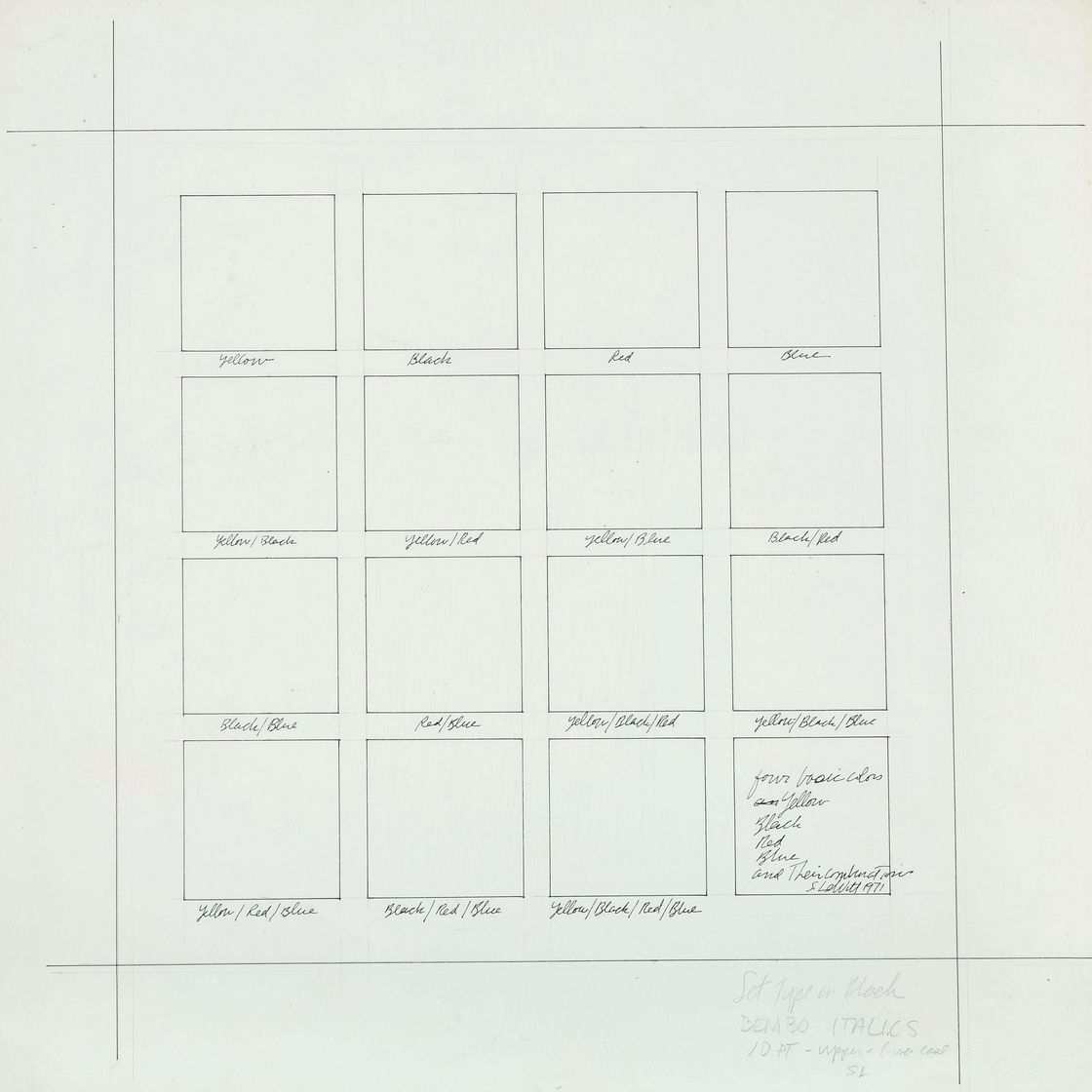 Sol LeWitt — Четыре Основных Цвета: Желтый, Черный, Красный, Синий И Их Сочетания