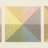 Sol LeWitt — Три квадрата разного цвета в каждой половине квадрата (разделены по вертикали и горизонтали) (Галерея Тейт S8)