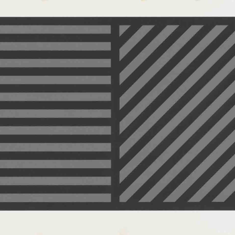 Sol LeWitt — Полосы шириной в один дюйм в четырех направлениях черного и серого цветов (T. G. S.50)