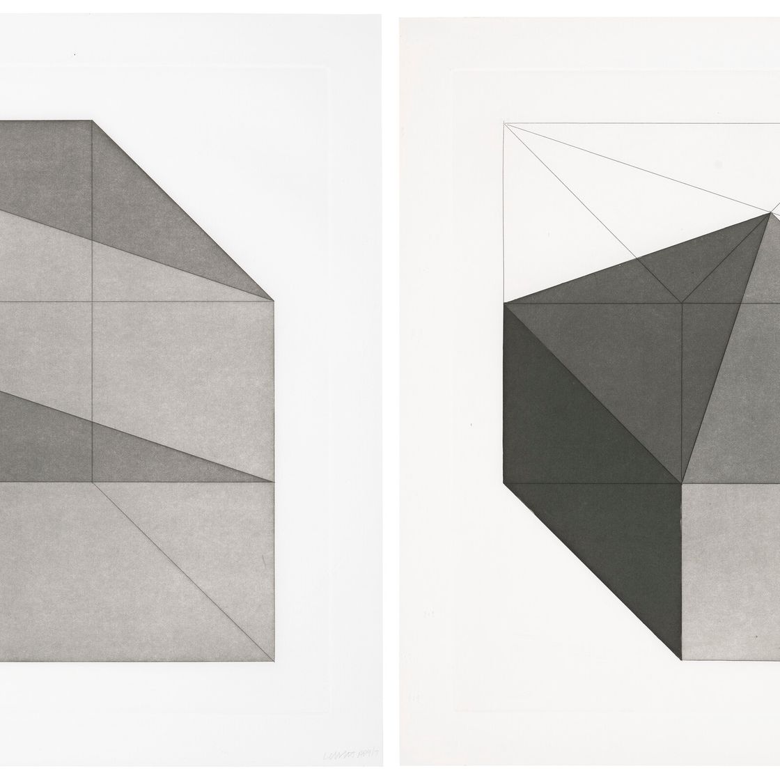 Sol LeWitt — Формы, полученные из куба : два отпечатка