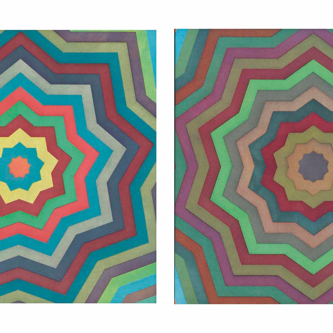 Sol LeWitt — Две пластины из: Звезд с цветными полосами, изображение 1