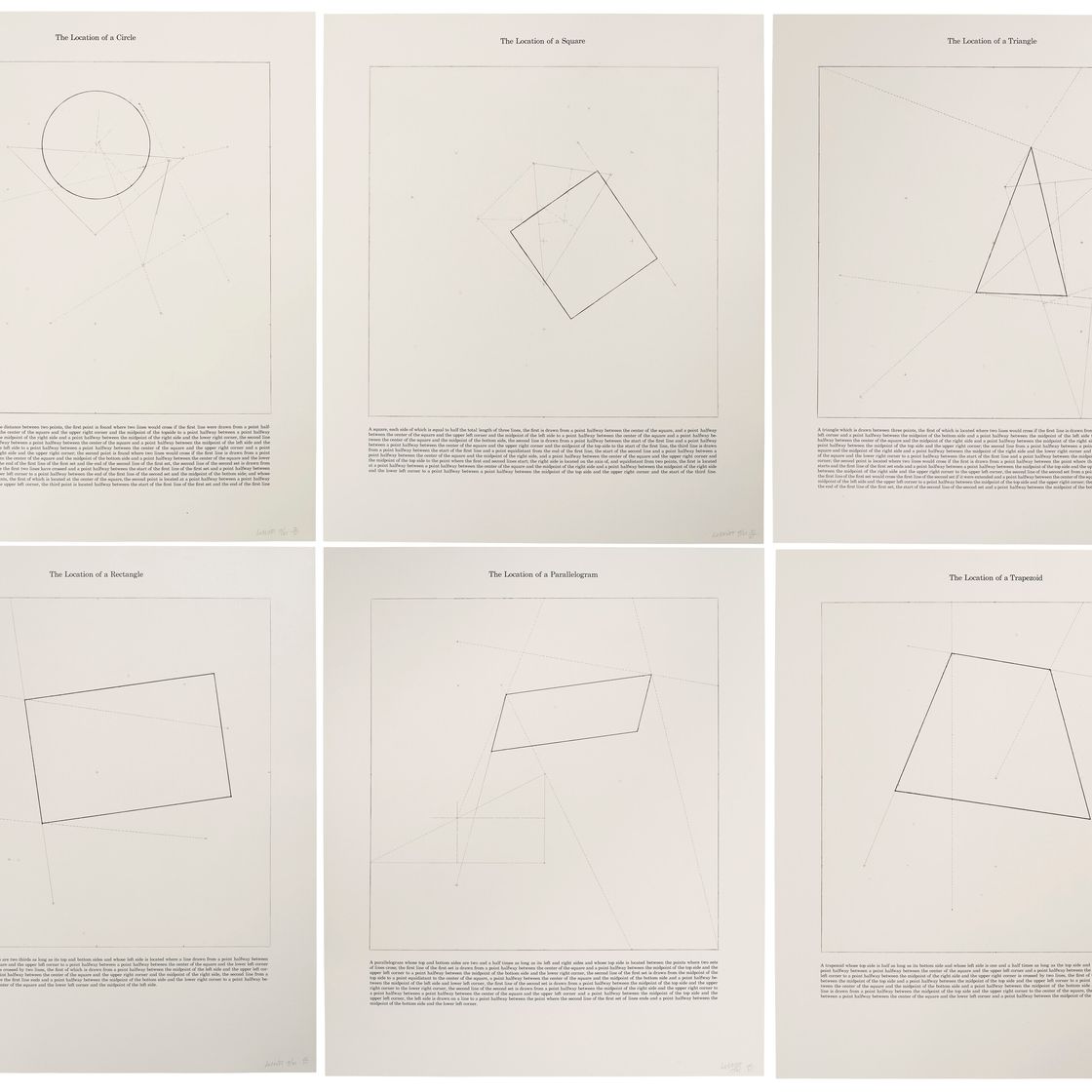 Sol LeWitt — Расположение шести геометрических фигур (Круг, Квадрат, Треугольник, Прямоугольник, Параллелограмм и трапеция)