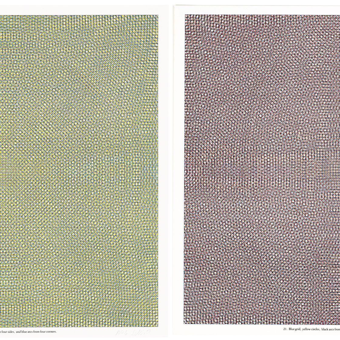 Sol LeWitt — Все комбинации дуг со сторон и углов, сеток и окружностей с использованием четырех цветов
