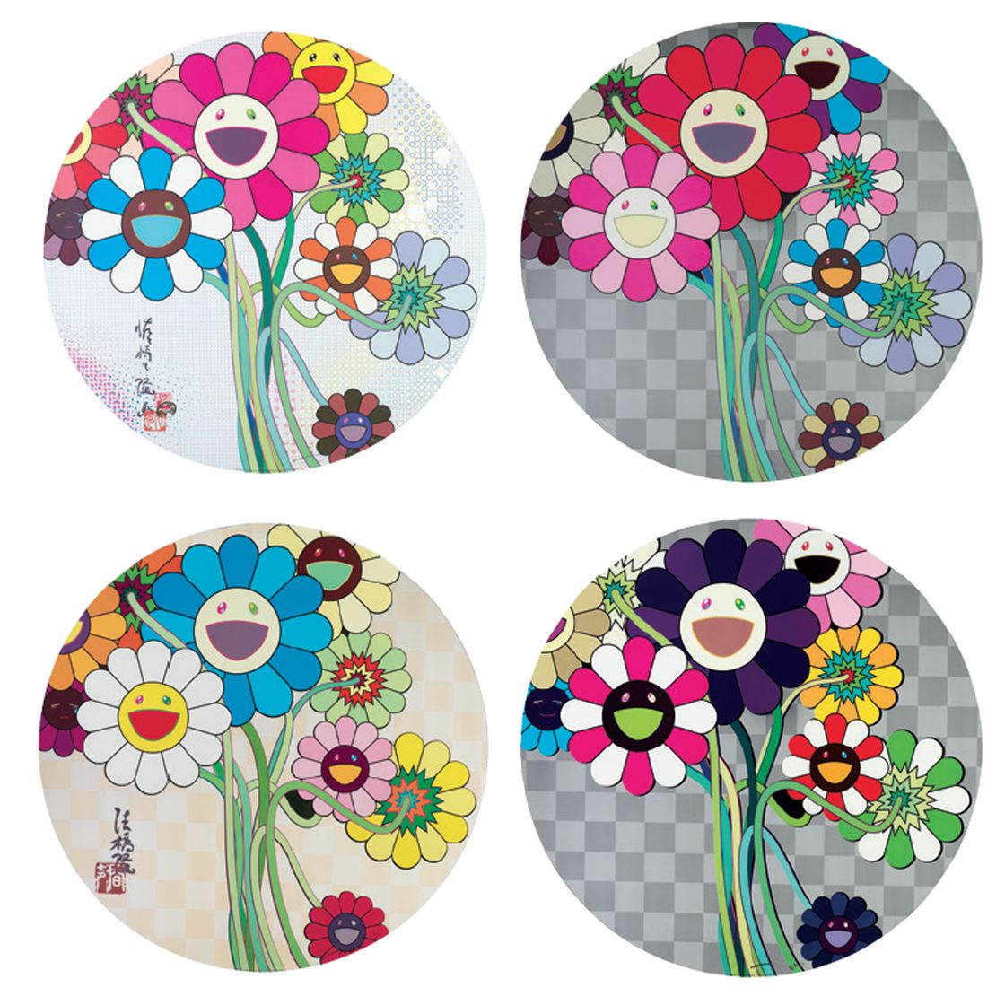 Takashi Murakami — Цветы для Элджернона; Цветы есть даже в Цифровом мире; Фиолетовые цветы в букете; Серебро Уорхола, изображение 1