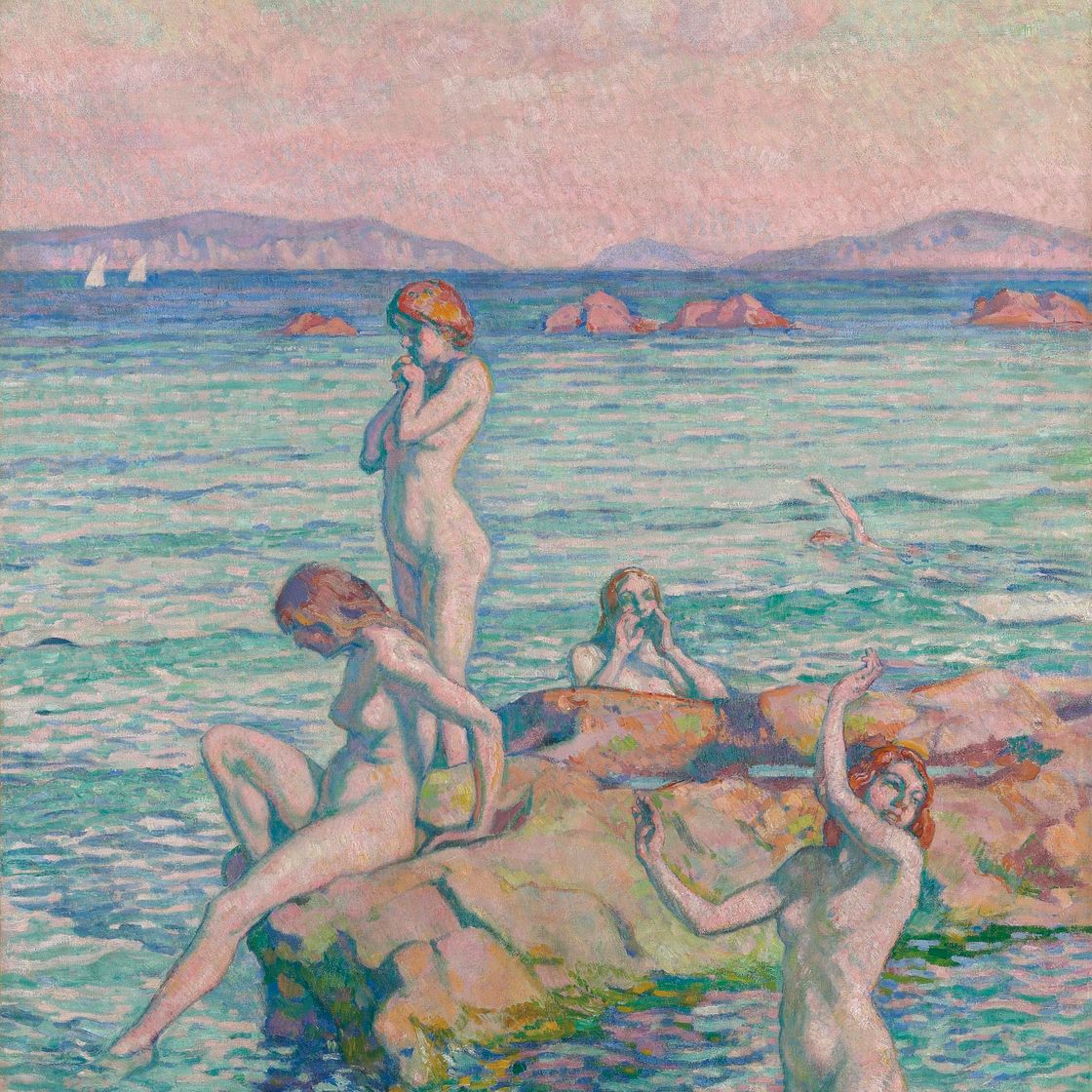 Theo van Rysselberghe — Бенез, город у Роше (Baigneuses sur les rochers)