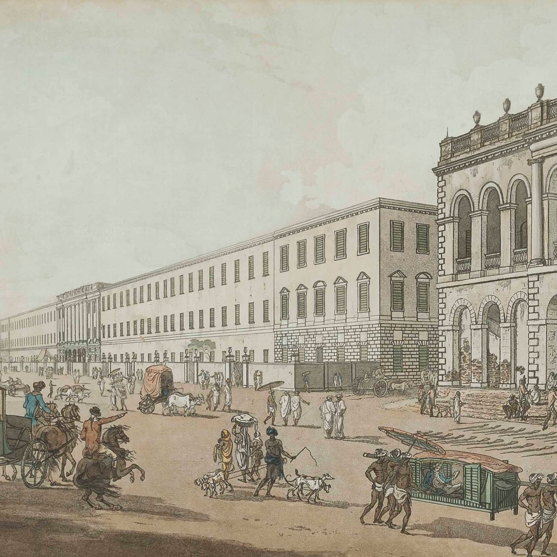 Thomas Daniell — Виды Калькутты: Старый форт, Театр, памятник Холвеллу, 1786 год; Здание Старого суда и Дом писателя, 1786 год; Пагода и дом Дженту, 1787 год (2); Эспланад-роу и здание совета, 1788 год (Эбби-трэвел, 492, № 1,2,4,10).