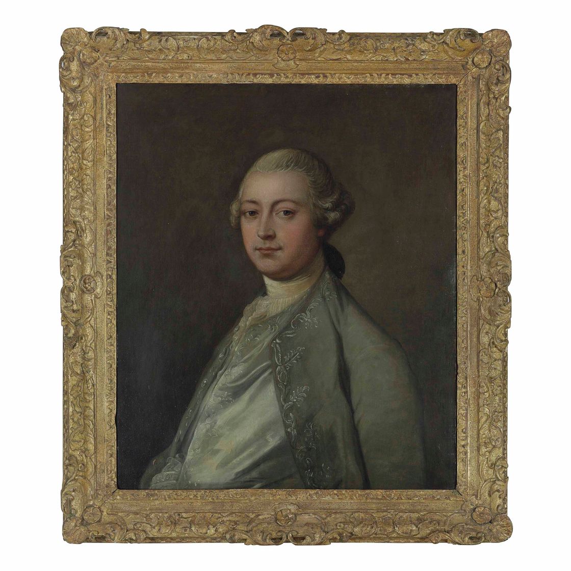 Thomas Gainsborough — Портрет джентльмена, предположительно Томаса Вера (ок.1681-1766), в полный рост, в шелковом жилете и сером камзоле с вышивкой