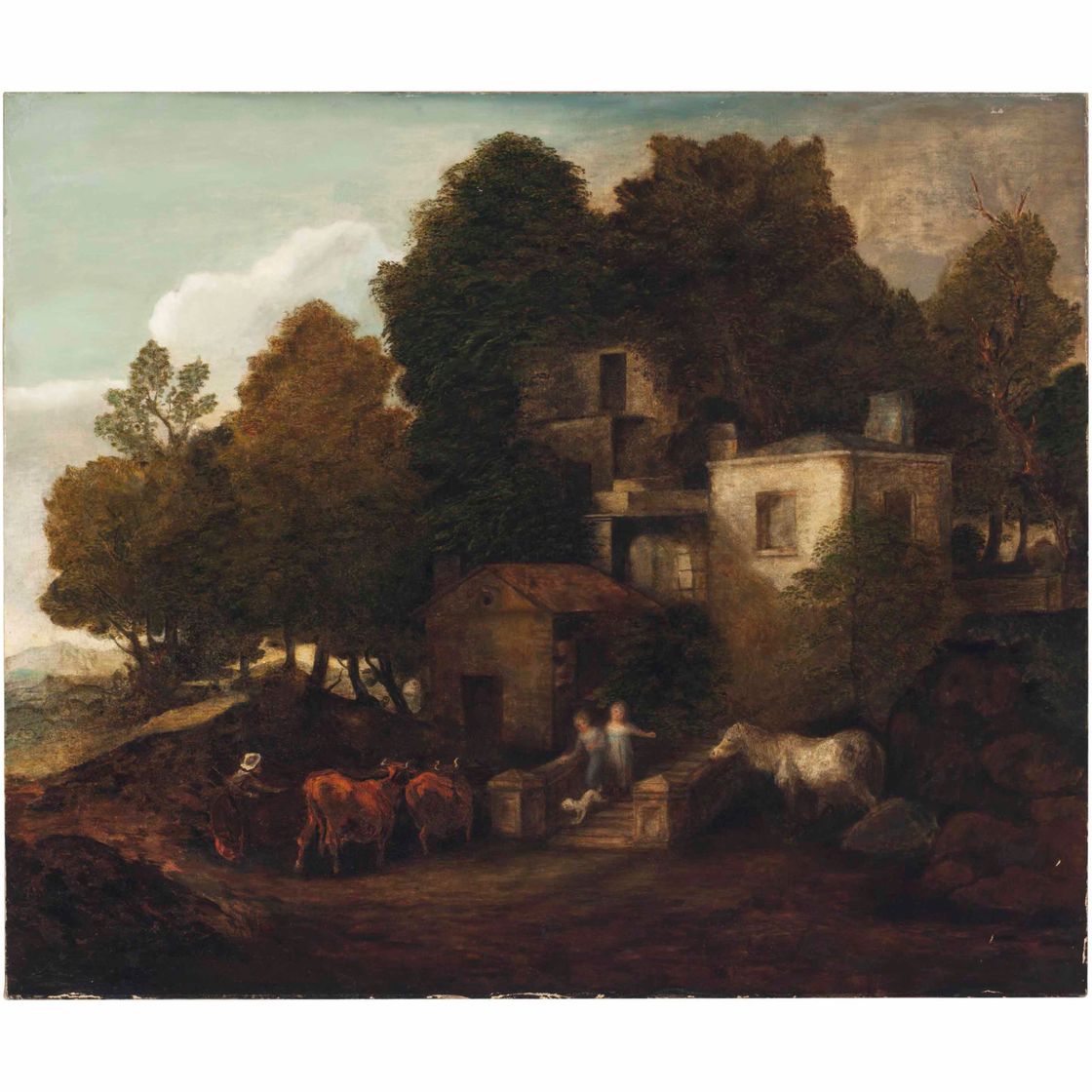 Thomas Gainsborough — Домик в парке, где дети спускаются по ступенькам
