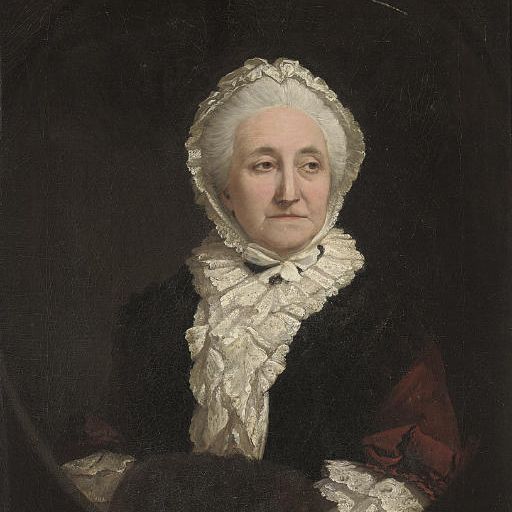 Thomas Gainsborough — Портрет дамы из семьи Найт, в полный рост, в красном платье с кружевным воротником, черной шали и кружевной шляпке, с руками, спрятанными в муфту в форме овала.