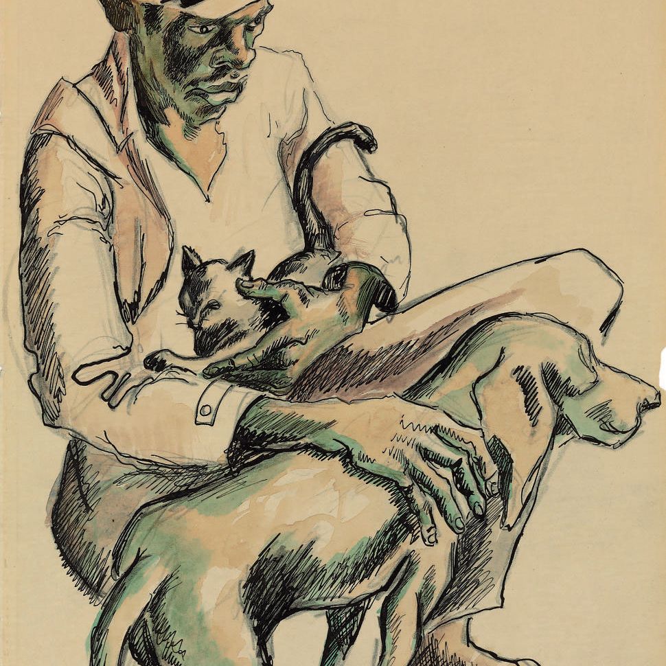 Thomas Hart Benton — Мужская собака и кошка