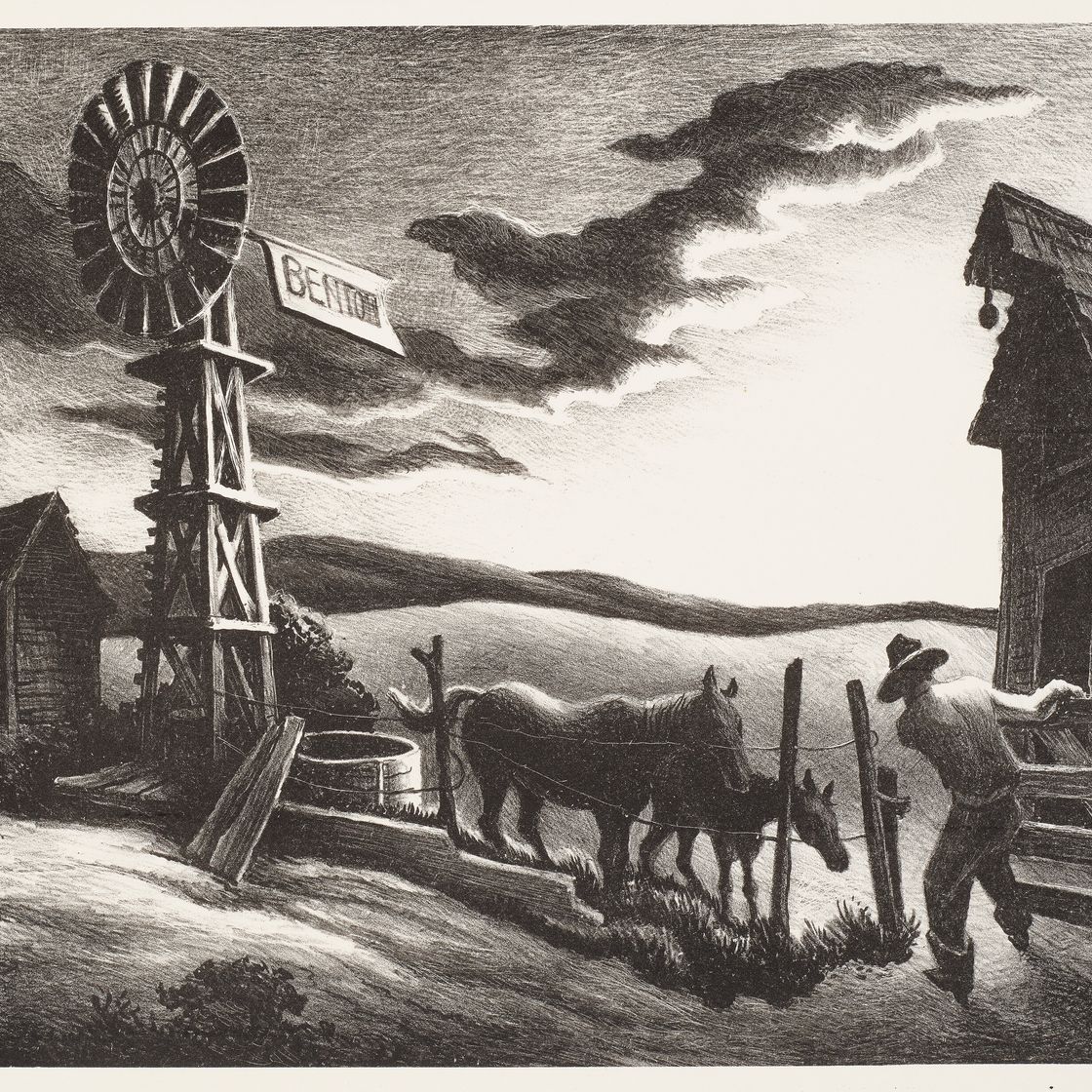 Thomas Hart Benton — Вечер в Небраске