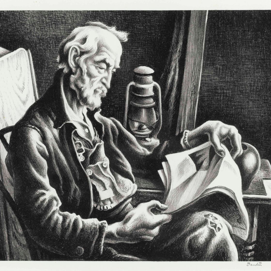 Thomas Hart Benton — Старик читает