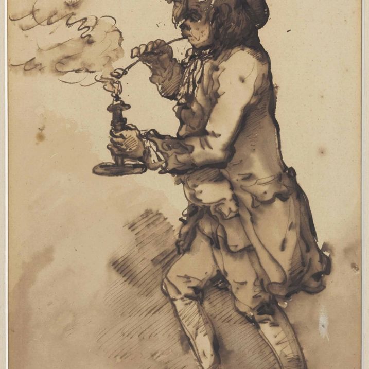 Thomas Rowlandson — Джентльмен, раскуривающий трубку от свечи