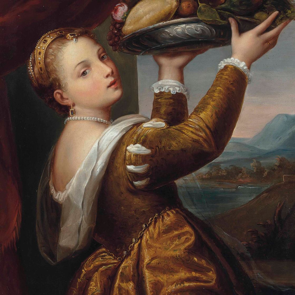 Titian — Женщина с вазой для фруктов