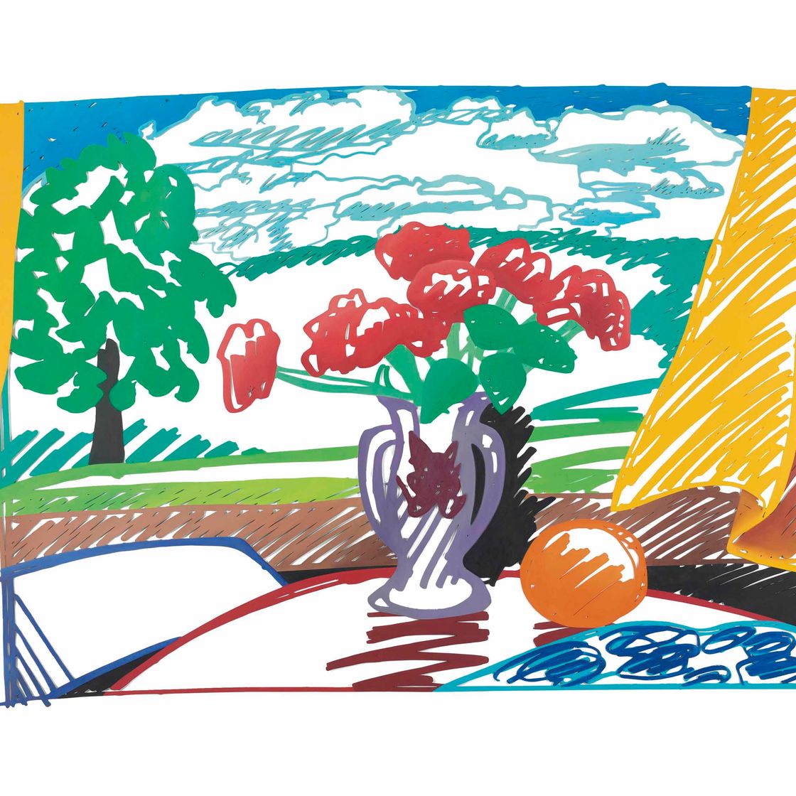 Tom Wesselmann — Деревенский натюрморт с желтым занавесом