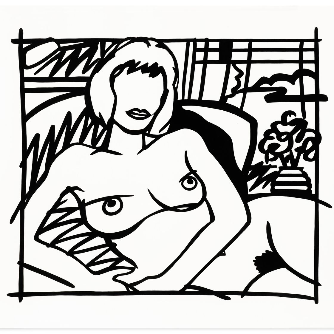 Tom Wesselmann — Обнаженная Моника с прозрачными занавесками (черная), изображение 1
