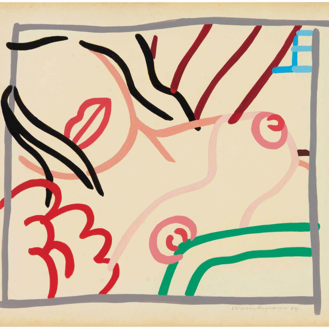 Tom Wesselmann — Каракули Брюнетки в спальне