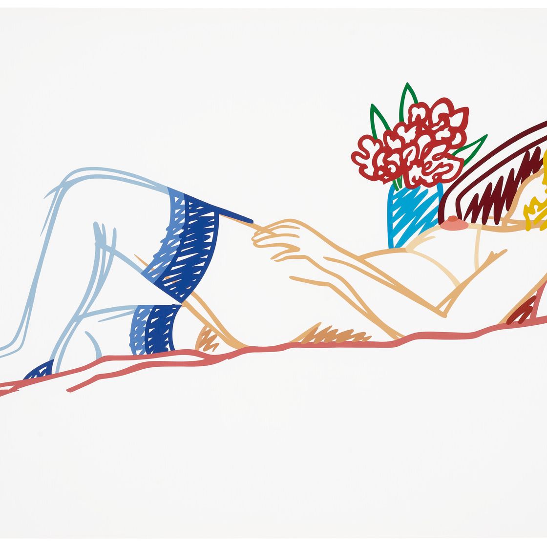 Tom Wesselmann — Обнаженная, с букетом и в чулках, изображение 1