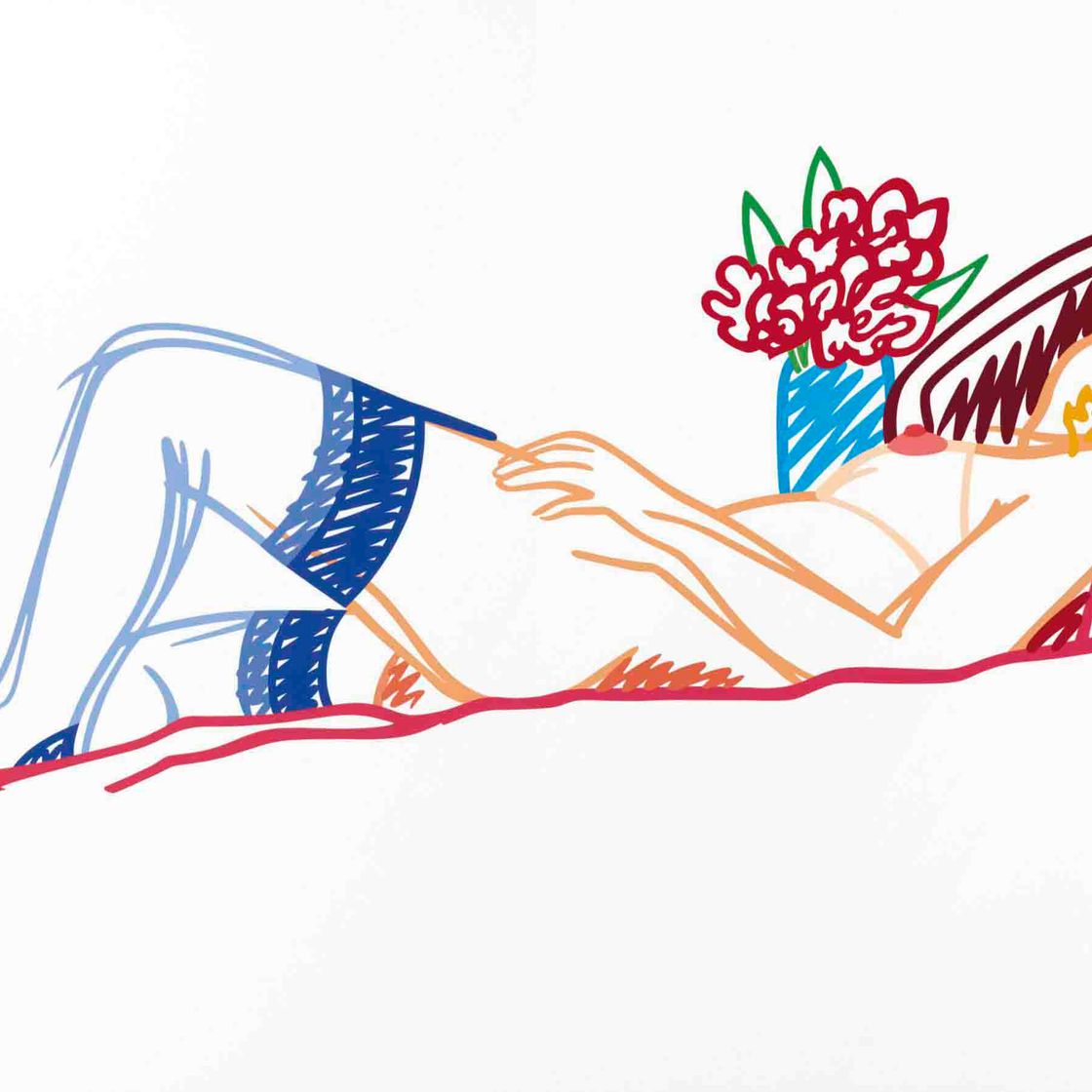 Tom Wesselmann — Обнаженная, с букетом и в чулках