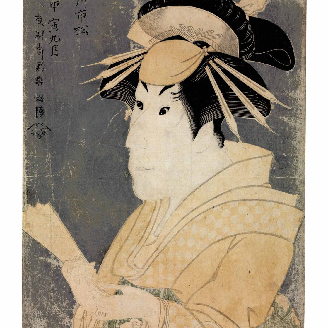 Toshusai Sharaku — Актер Саногава Ичимацу III в роли проститутки Онайо из Гиона в пьесе Кабуки "Ханаяме Бунроку Сога" (Ирис Сога эпохи Бунроку)