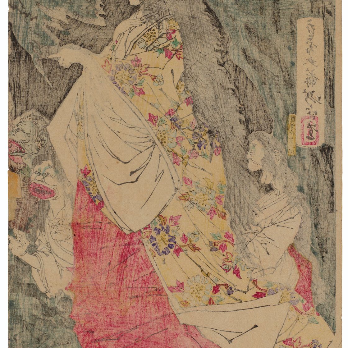 Tsukioka Yoshitoshi — Ширазуноябу Явата но дзиккай (Призраки, появляющиеся в лесу Ширазуноябу в Явате), изображение 2