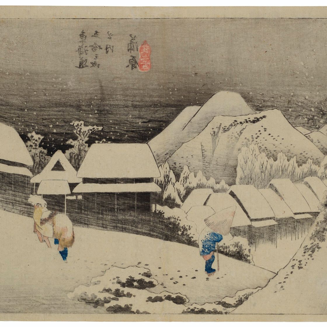 Utagawa Hiroshige — Канбара йору но юки (Вечерний снег в Канбаре), изображение 2